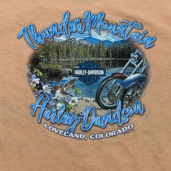 Harley Davidson Thunder Mountain Orange biker T-shirt with rhinestones - Picture 5 of 8